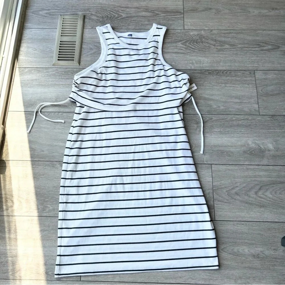 NWT Old Navy Maternity Striped Sleeveless Rib-Knit Nursing Dress - Picture 5 of 16
